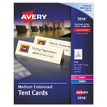 Picture of Medium Embossed Tent Cards, Ivory, 2 1/2 x 8.5, 2 Cards/Sheet, 100/Box