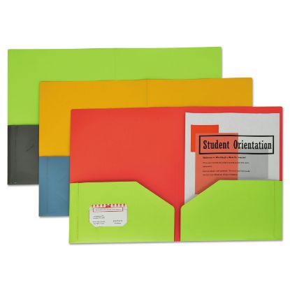 Picture of Two-Tone Two-Pocket Super Heavyweight Poly Portfolio, Letter, Assorted, 6/Pack