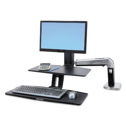 Picture of WorkFit-A Sit-Stand Workstation with Suspended Keyboard, Single LD, 21.5w x 11d x 37h, Aluminum/Black