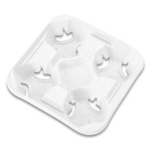 Picture of StrongHolder Molded Fiber Cup Tray, 8-32 oz, Four Cups, White, 300/Carton