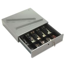 Picture of Steel Cash Drawer w/Alarm Bell & 10 Compartments, Key Lock, Stone Gray