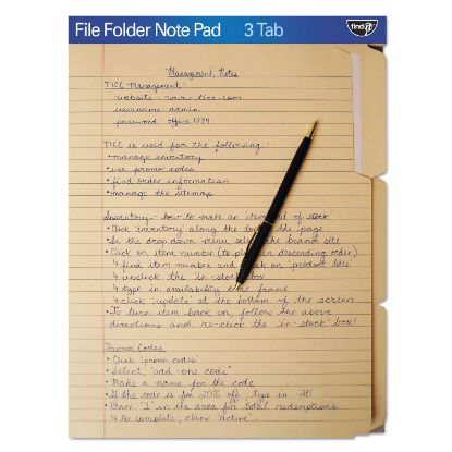 Picture of File Folder Note Pad, 1/3-Cut Tabs, Letter Size, Manila