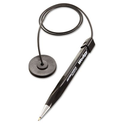 Picture of Wedgy Antimicrobial Ballpoint Counter Pen w/Round Base, 1mm, Blue Ink, Black Barrel