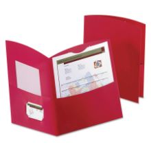 Picture of Contour Two-Pocket Folder, Recycled Paper, 100-Sheet Capacity, Red