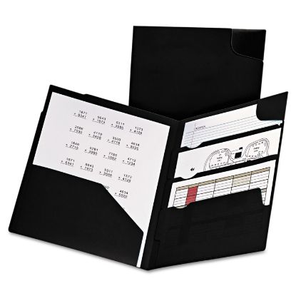 Picture of Divide It Up Four-Pocket Poly Folder, 11 x 8-1/2, Black