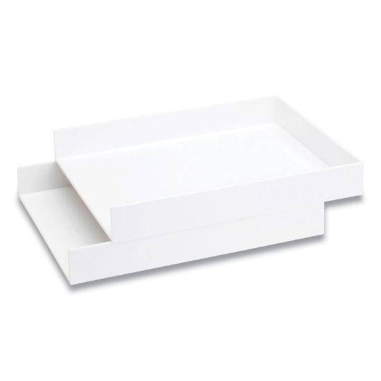 Picture of Stackable Letter Trays, 1 Section, Letter Size Files, 9.75 x 12.5 x 1.75, White, 2/Pack