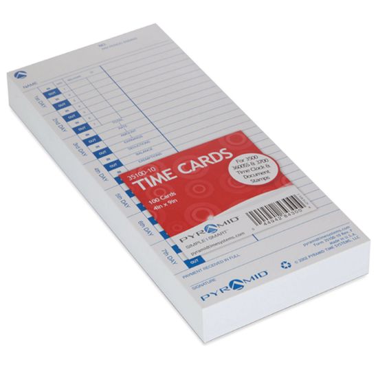 Picture of Time Cards for 3000 Series Time Clocks, Weekly, 4 x 9, 100/Pack