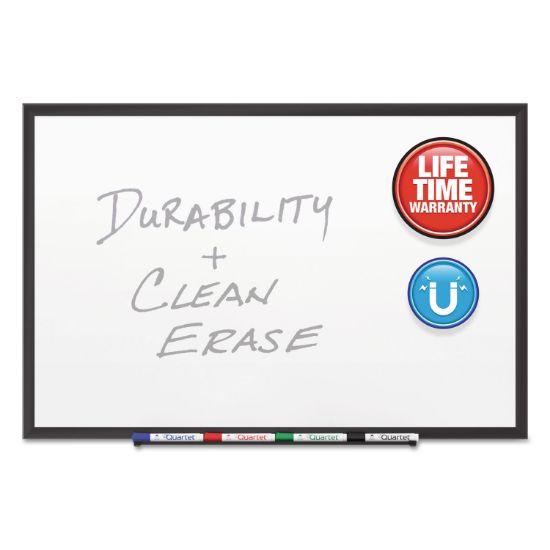 Picture of Classic Porcelain Magnetic Whiteboard, 60 x 36, Black Aluminum Frame