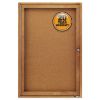 Picture of Enclosed Bulletin Board, Natural Cork/Fiberboard, 24 x 36, Oak Frame