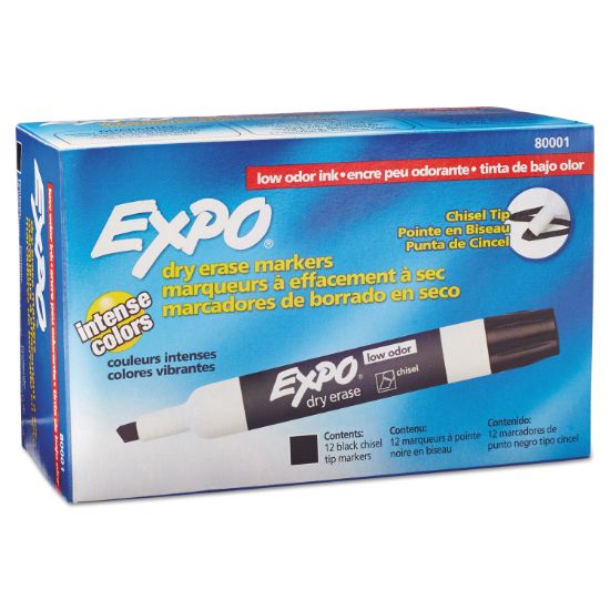Picture of Low-Odor Dry-Erase Marker, Broad Chisel Tip, Black, Dozen