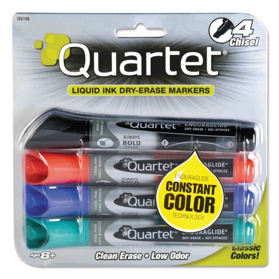 Picture of EnduraGlide Dry Erase Marker, Broad Chisel Tip, Assorted Colors, 4/Set