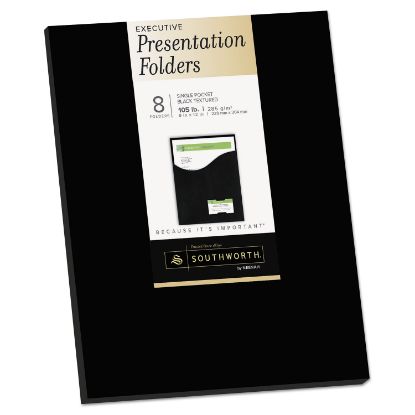Picture of One-Pocket Presentation Folders, 8 1/2 x 11, Black, 8/Pack