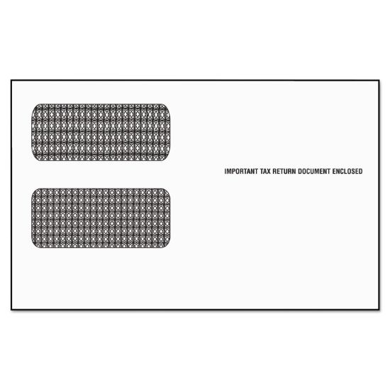 Picture of 1099 Double Window Envelope, Commercial Flap, Self-Adhesive Closure, 5.63 x 9.5, White, 24/Pack